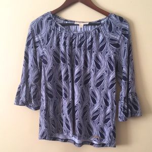 Michael Kors navy/white print top Size M